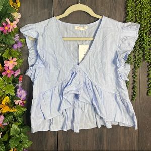 🌼3/$30🌼NWT Romwe Cap Sleeve Peplum Cropped Top Size Medium